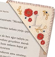 Vista 1 de Marcapáginas de esquina bordado, marcapáginas personalizadas con 26 letras de diseño de triángulo de fieltro, bordado y hecho a mano para tu placer