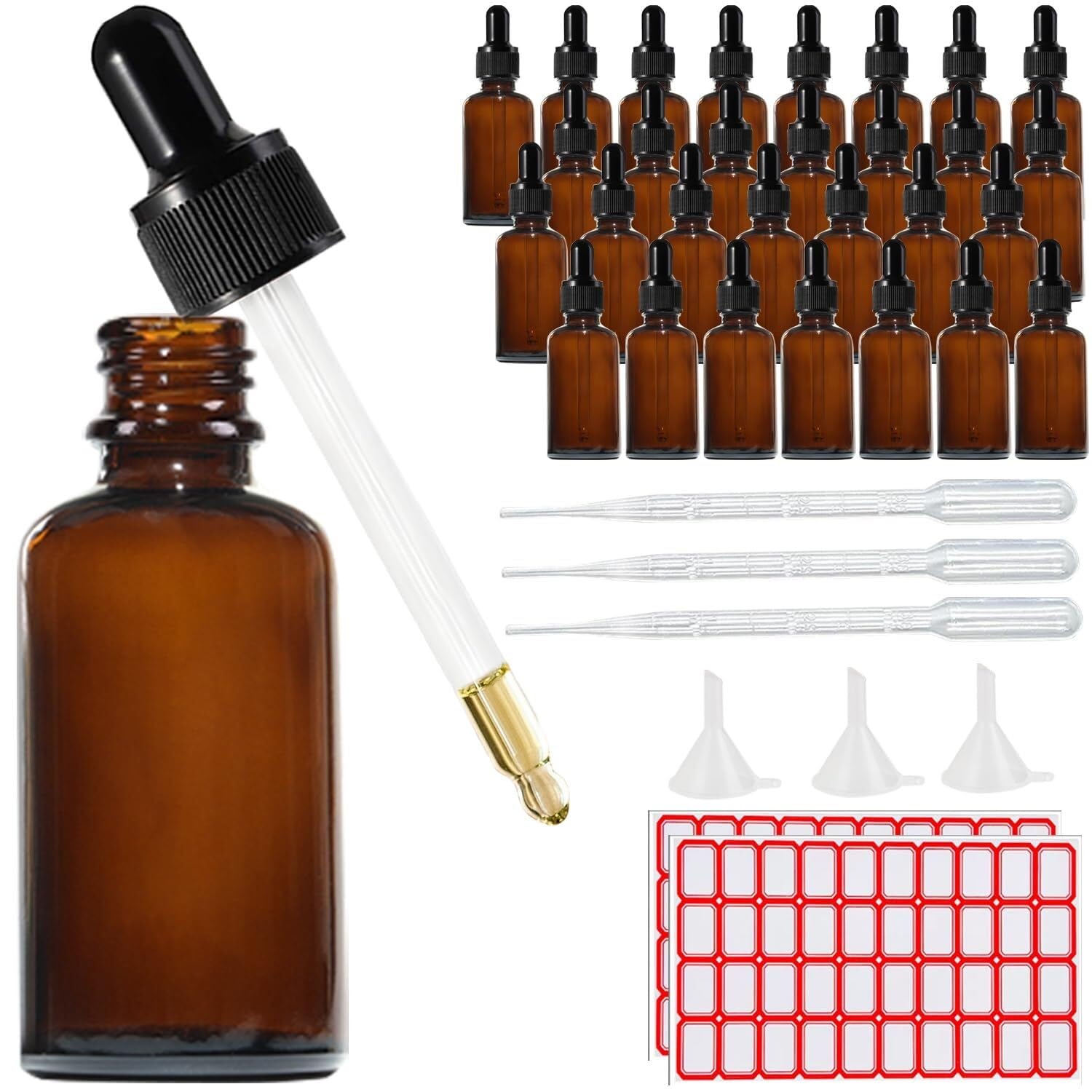 Flacons Compte-Gouttes en Verre pour Huiles Essentielles et Cosmétiques Maison 30ml