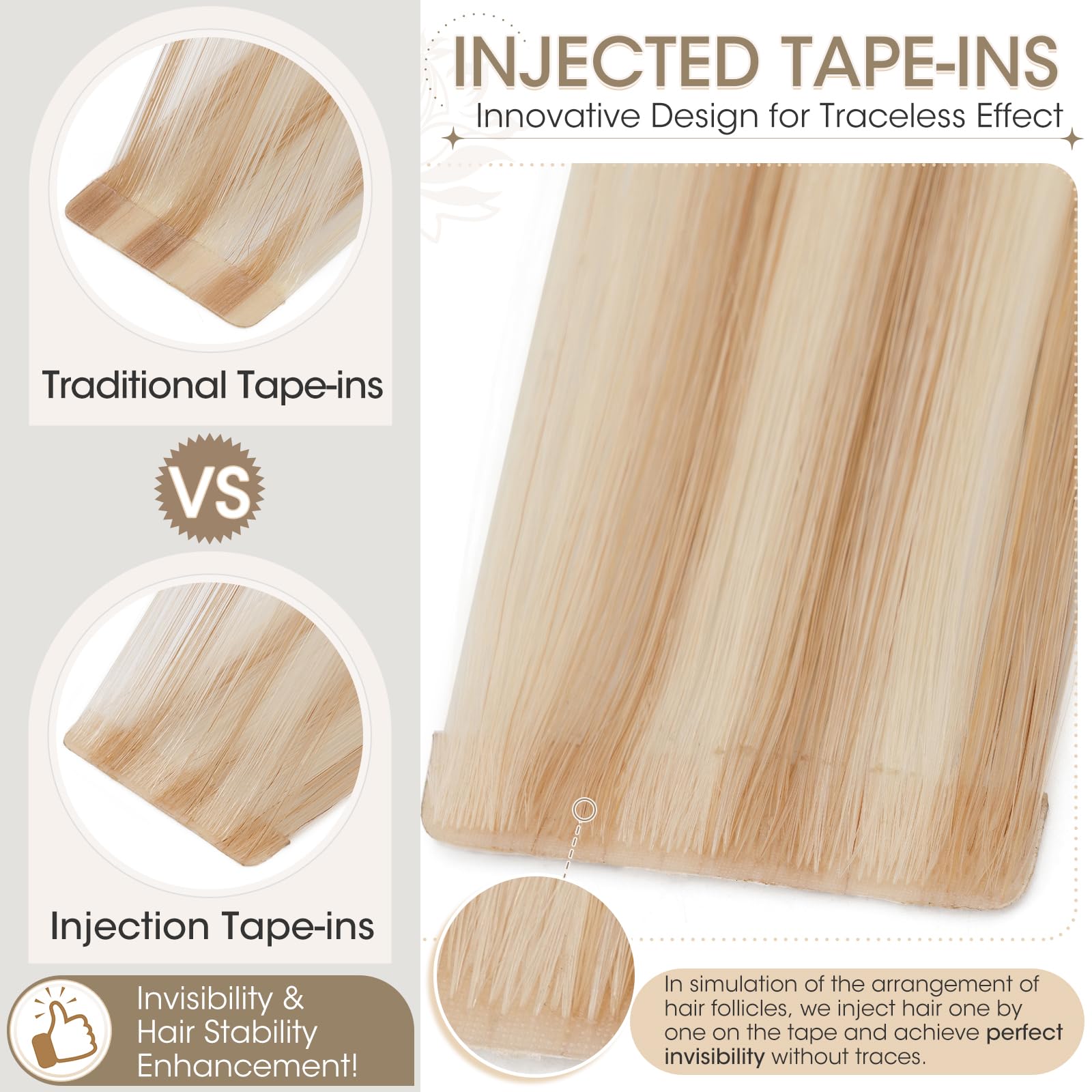 Elailite Injected Tape in Hair Extensions Human Hair - Image 2