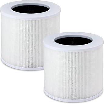 2 Pack Core Mini Replacement Filter Compatible with LEVOIT Core Mini Air Purifier, 3-in-1 HEPA Filters High-Efficiency Activated Carbon Replace Part Mini-RF Mini-P White