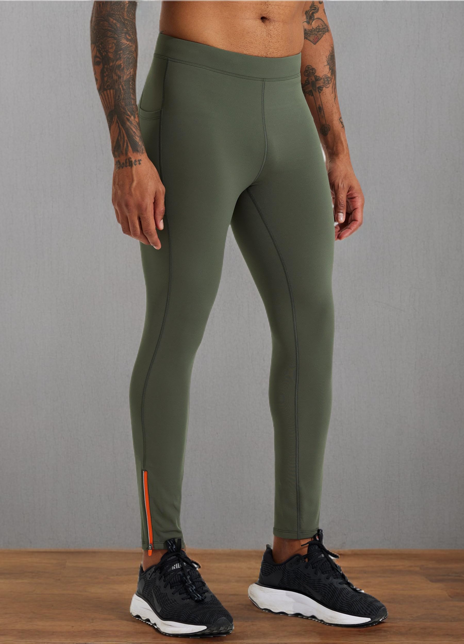 Willit Mallas térmicas para correr para hombre, pantalones de forro polar, resistentes al agua, bolsillos con cremallera, equipo para clima frío