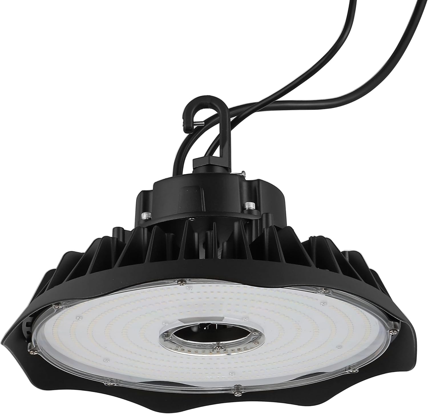 JONATHAN Y JYL9803A 12 in. 200-Watt Integrated LED Motion Sensor High Bay Indoor Outdoor UFO Light with 26000 Lumens 5000K, Black