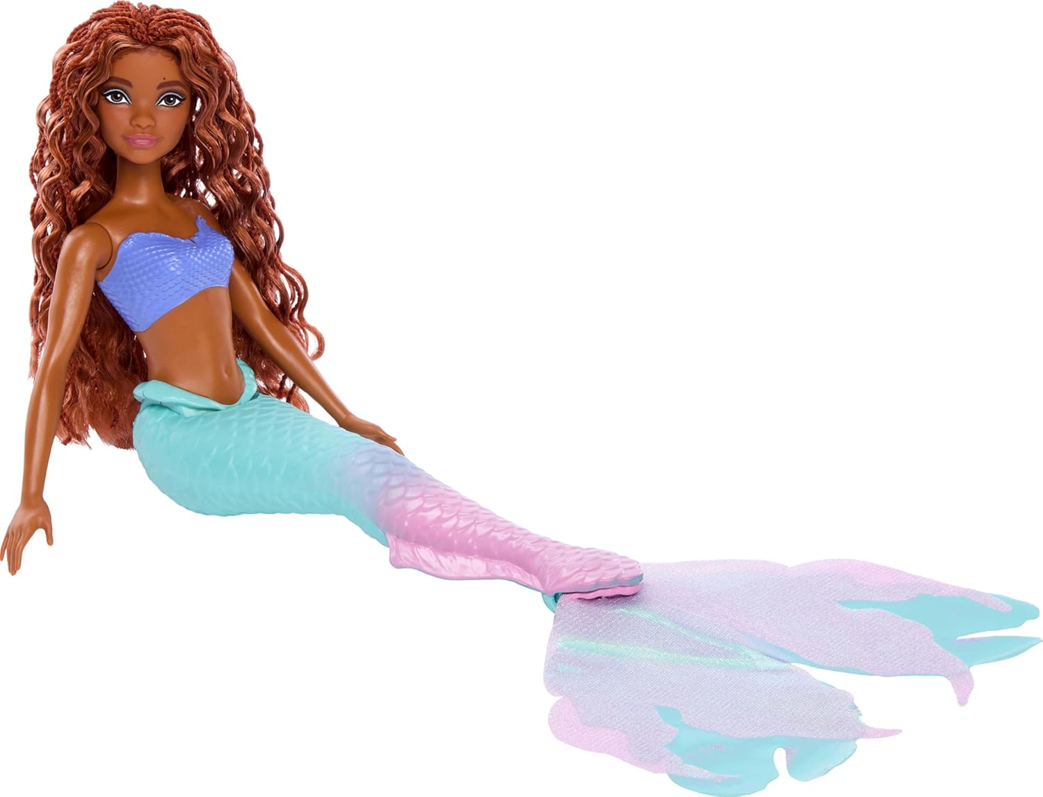 Mattel Disney Princess Ariel Mermaid Doll with Sparkling Soft Fin & Natural Hair, Posable & Collectible, Inspired by Live Action Movie