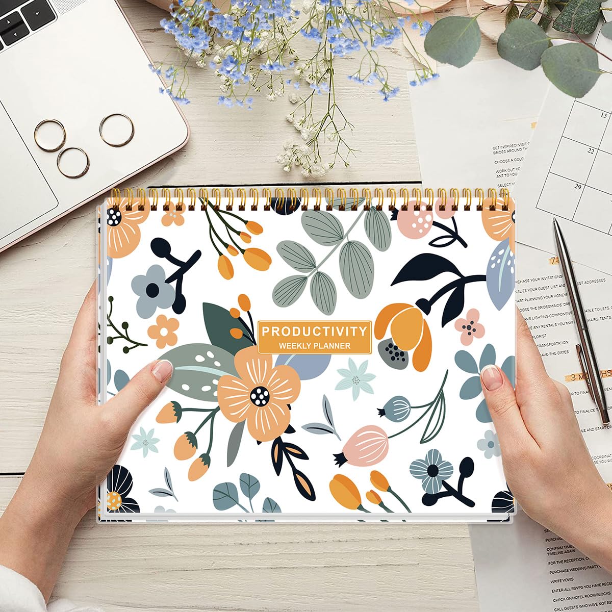 Agenda settimanale per la produttività, 21,6 x 27,9 cm, con 6 aree di messa a fuoco per elencare attività per obiettivi, progetti, clienti, accademici o pasti, per organizzare il tuo lavoro quotidiano