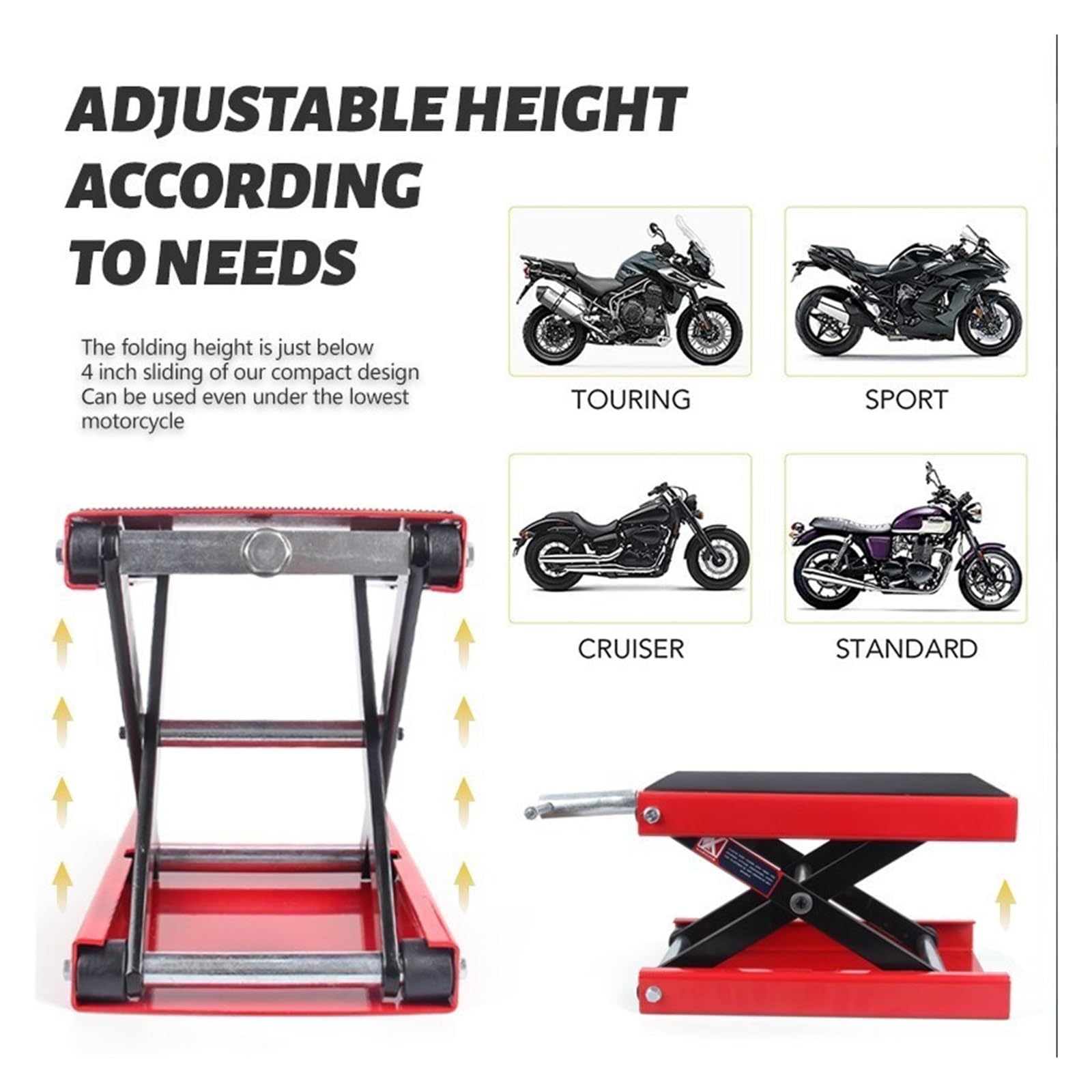 Moto Martinetto 500KG 1100LBS Centro Di Sollevamento A Forbice Adatto For Il Motore Della Bicicletta Del Basamento Lavoro Strumenti Riparazione Professionale Funzionamento Fluido Efficiente(Black)