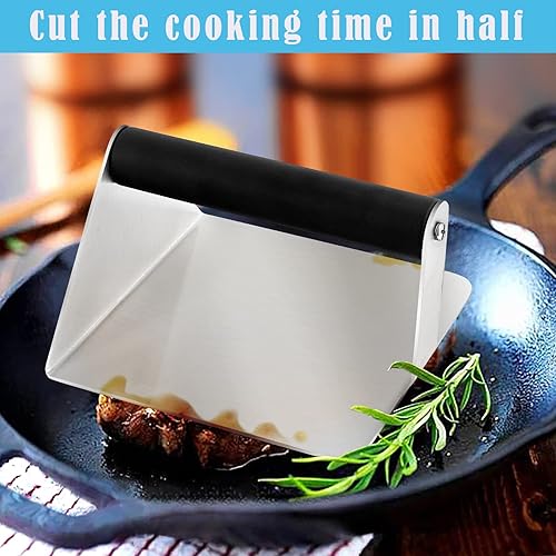 Miniatura 6 de HaSteeL - Prensa para hamburguesas Smash, 2 unidades de prensa de tocino de acero inoxidable, prensa de hamburguesas con mango ABS para plancha