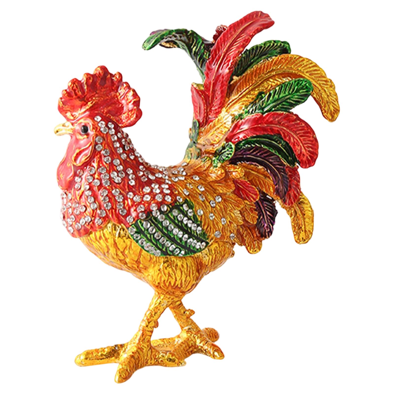 Piceioep Unique Small Accessory Case Rooster Shape Decorative Storage Box Alloy Texture Suitable for Keeping Valuables Safe Metal Coating Jewelry Box