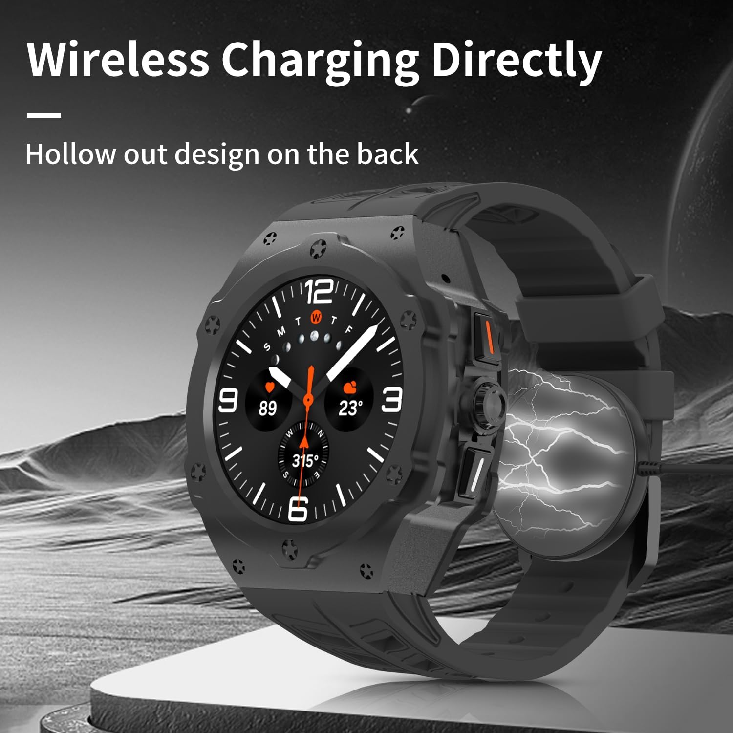 Luxury Aluminum Case with Band for Samsung Galaxy Watch Ultra and Ultra 2 47mm, Rugged Military Protective Metal Face Cover with Tactical Strap for Men, Black - Image 4
