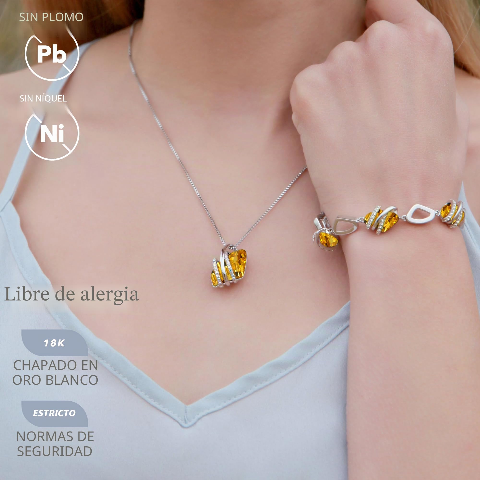 Leafael San Valentín Collar con colgante Piedra de los Deseos, cristal de nacimiento, chapado en oro rosa 18K o plata, cadena 18+2", caja de regalo incluida