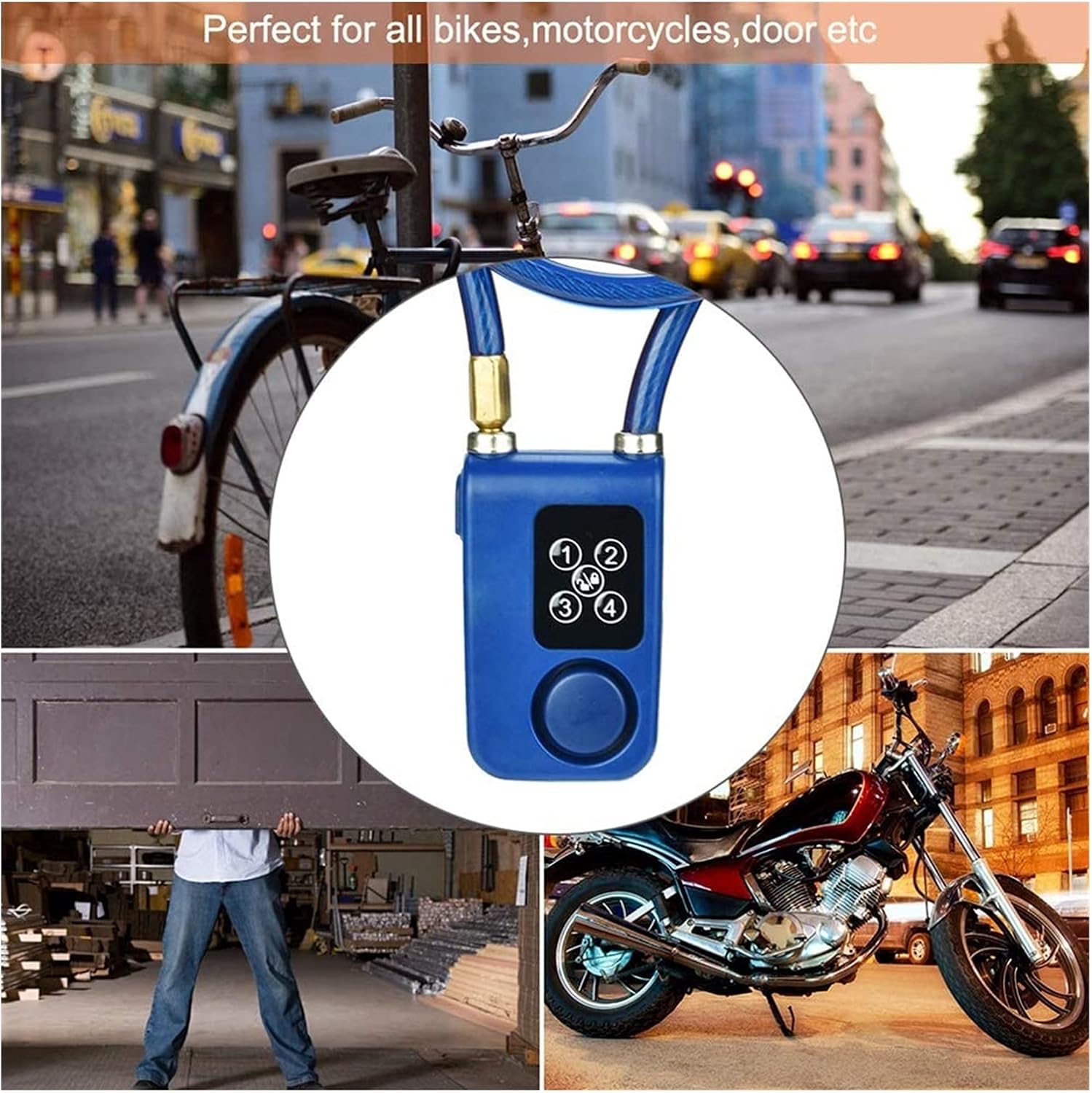 luggage locks,padlock, Anti-Theft Chain Lock, Intelligent Keyless Security Alarm 4 Digits Password Waterproof Combination Padlock, Suitable for Bicycles Combination Padlocks