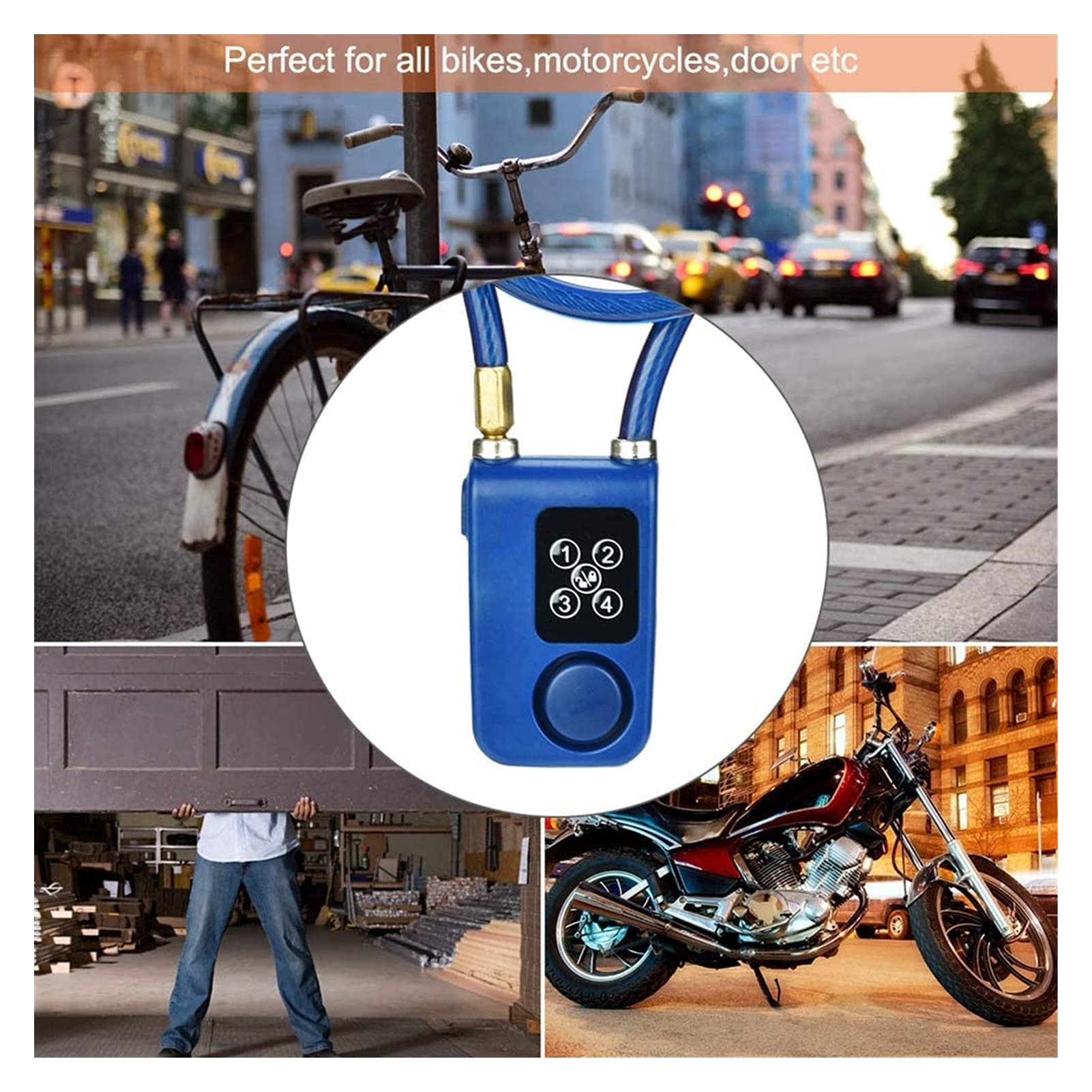 Candados for equipaje, candado, de cadena antirrobo, alarma seguridad inteligente sin llave, contraseña 4 dígitos, combinación impermeable