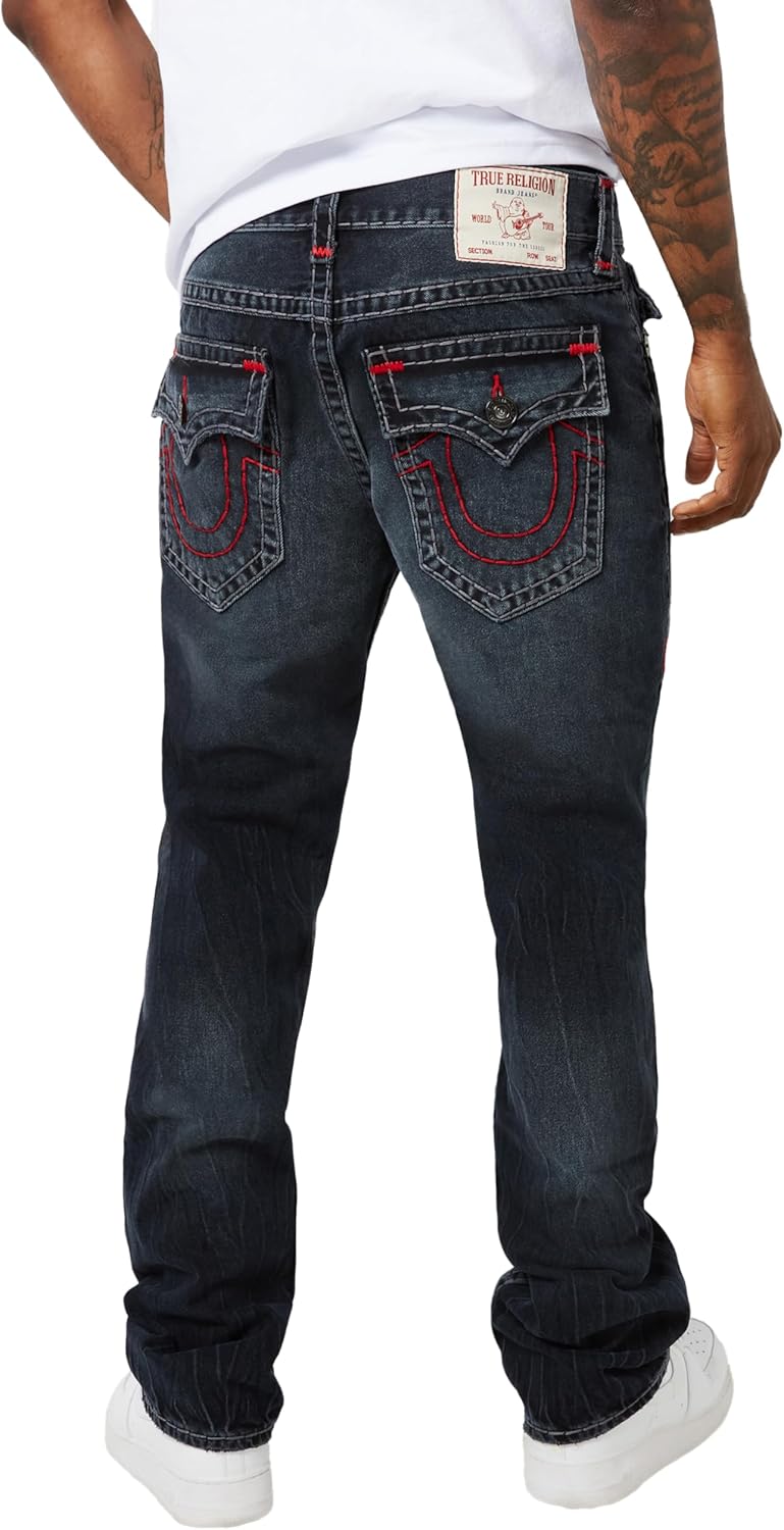 True Religion Men’s Ricky Straight Leg Jeans with Back Flap Pockets – Mens Jeans