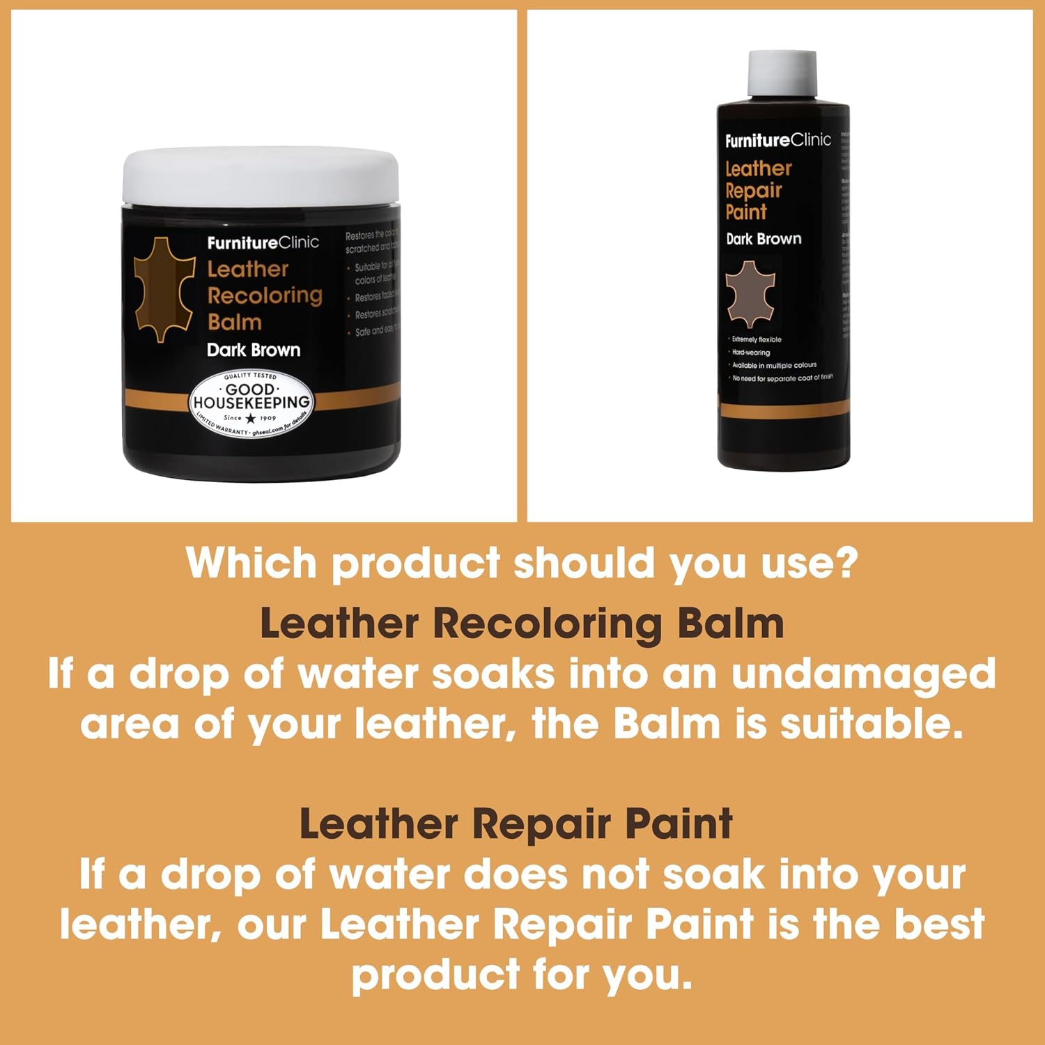 The Original Leather Recoloring Balm by Furniture Clinic - Black Leather Dye for Furniture, Couches & Car Seats - Restore Scratched, Faded, & Damaged Surfaces
