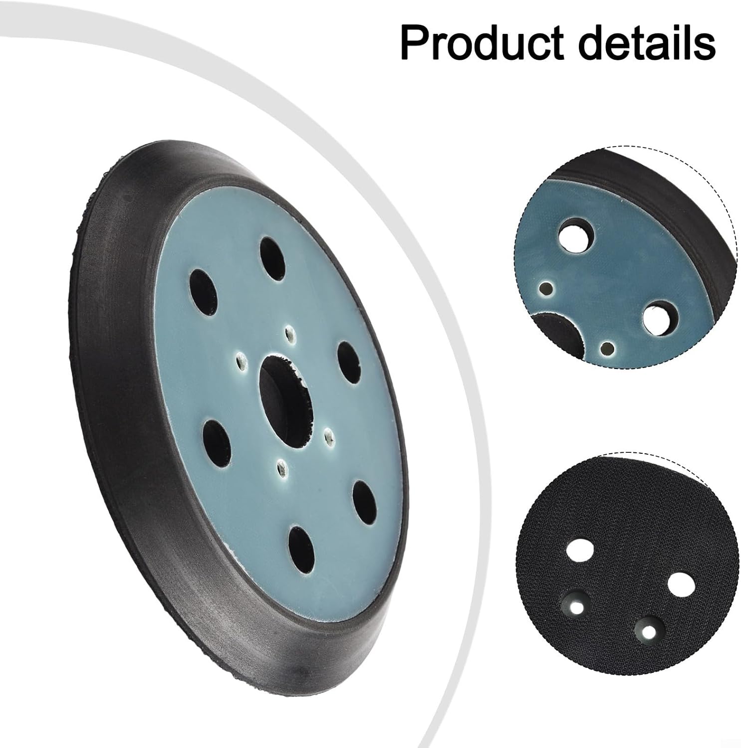 6 Inch 6 Hole Sanding Backing Pad with Hook and LOOPs, 150mm Flexible PU Replacement Base for Random Sander, Dust Extraction Disc Holder Accessory