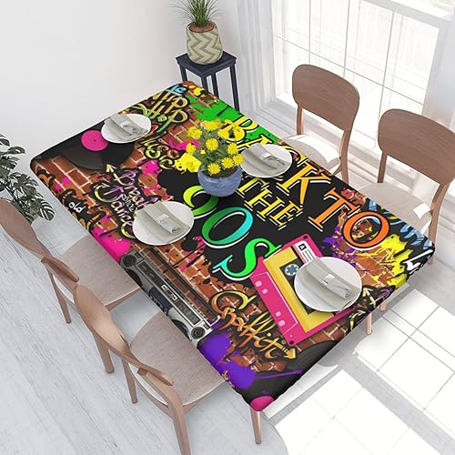 ASYG Mantel retro de los años 80 y 90 de 30 x 48 pulgadas, rectangular, 80 y 90, decoración de mesa de hip hop, decoración de fiesta, interior y