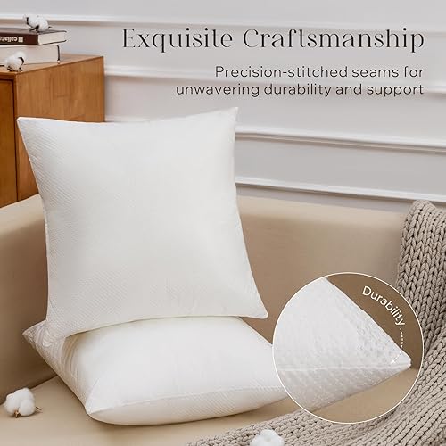 Miniatura 4 de Phantoscope Insertos de almohada, 100% fibra virgen hipoalergénica de poliéster, almohadas cuadradas para sofá, sillón, cama, 56x56 cm (Paquete de 2)