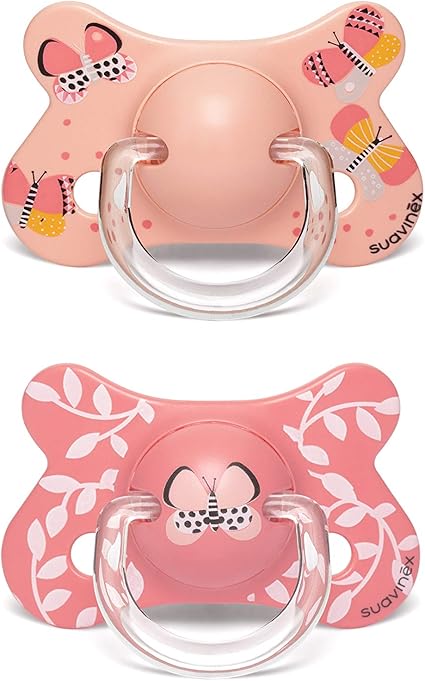 Suavinex 2 Sucettes Anatomiques Reversibles 18m Papillon Rose Amazon Fr Bebe Et Puericulture
