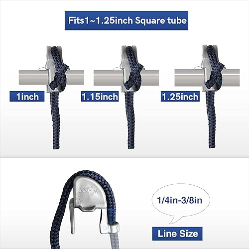 Miniatura 3 de Pinzas para guardabarros de barco, tacos ajustables para guardabarros de riel cuadrado de pontón, clips y perchas para parachoques de pontón,