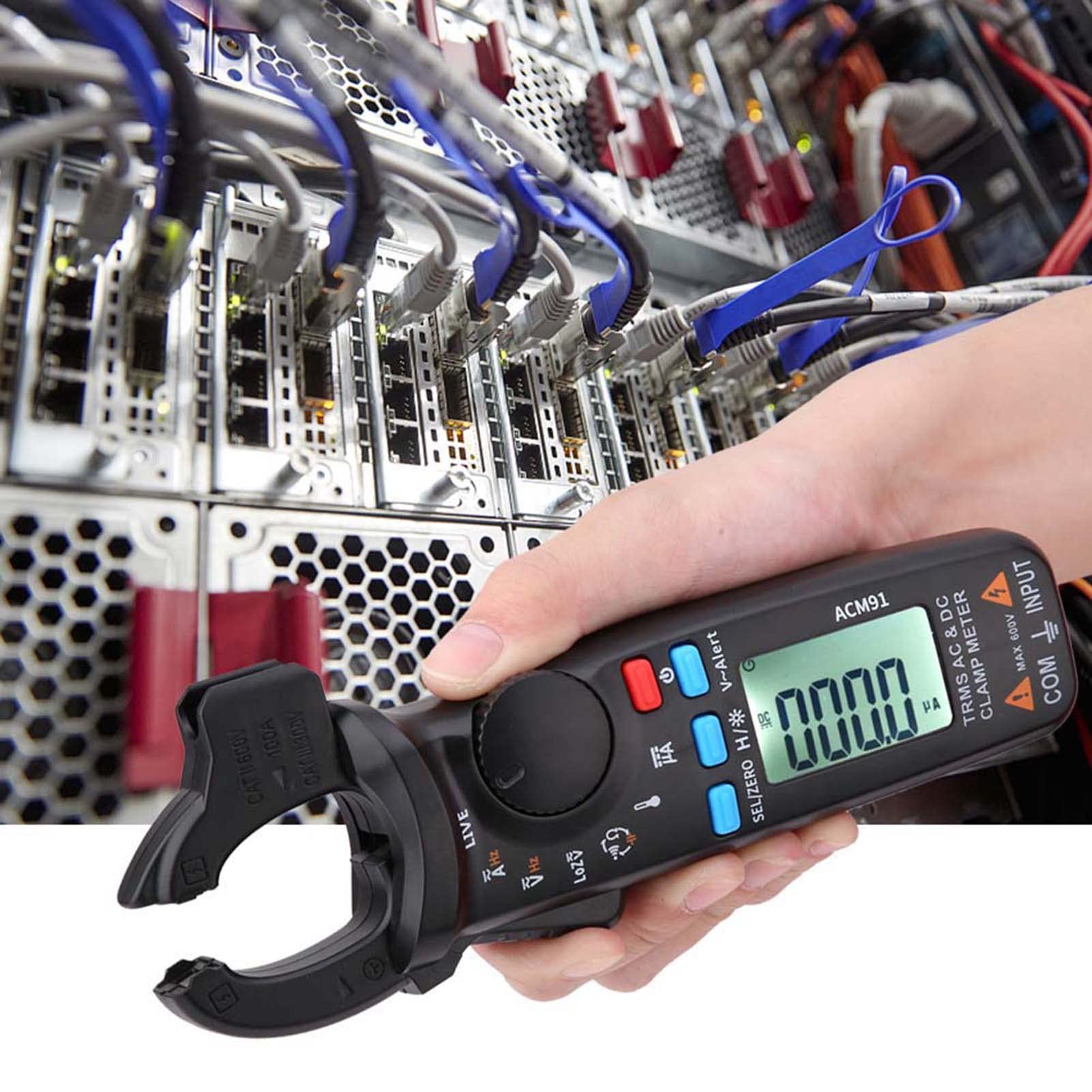 Digital Clamp Meter ACM91 with Low Impedance, Line Display, Auto Range, NCVT, TRMS, for AC/DC Voltage Current Frequency Temperature Continuity Capacitance Live Wire Test