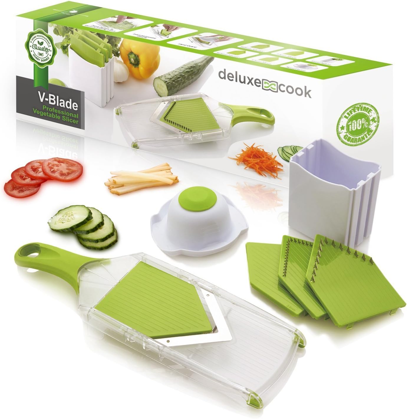 V-Blade Mandoline Slicer - Light, Compact, Easy to Use & Clean - Vegetable Slicer - French Fry Cutter - Potato Chip Slicer - Julienne Tool - Plus FREE Recipe eBook
