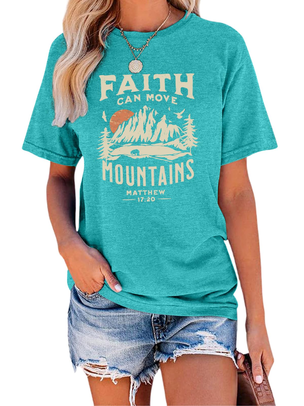 GEMLON Graphic T-Shirts for Women Loose Print Short Sleeve Tops Summer Casual Tees Shirt