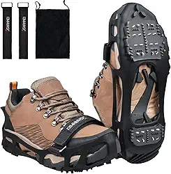JSHANMEI Traction Ice Cleat Spikes Crampons Snow Grips antiderrapante, seguro para proteção, calçado elástico sem cadarço para caminhadas, caminhadas, na neve e no gelo