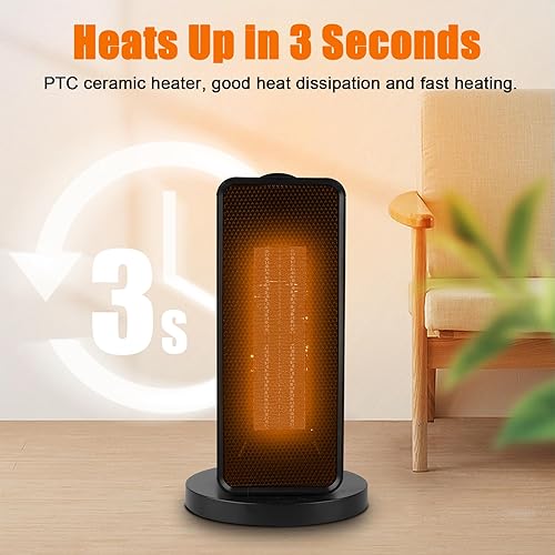 Miniatura 2 de AUMIO Space Heaters for Indoor Use Portable Heater 1200W PTC Electric Heater with Thermostat, 90 Oscillating, 3 Modes,Safety Protection,Fast Heating