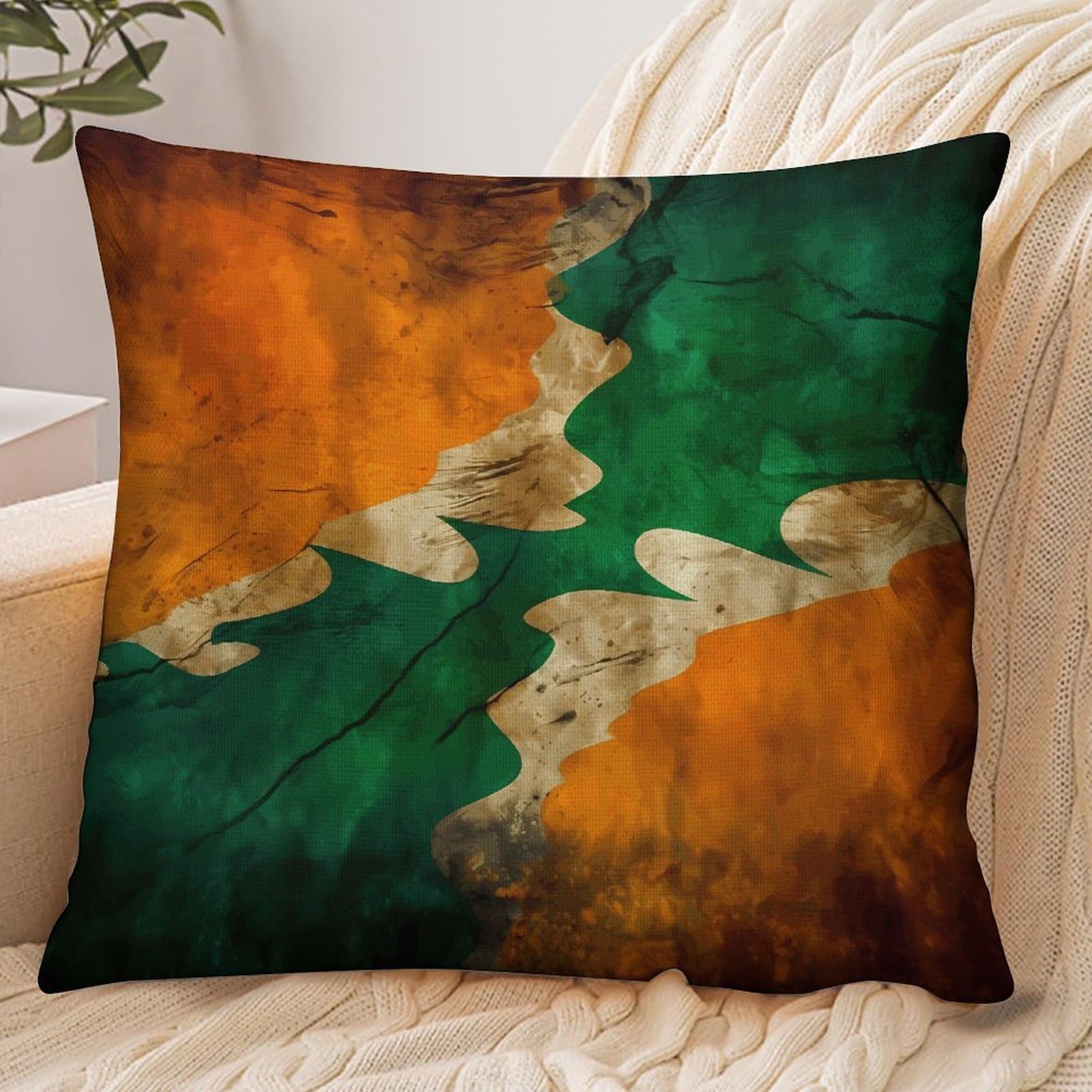 Fekiloot Style Green And Orange Pattern Pillowcase Pillow Sham Pillow Case