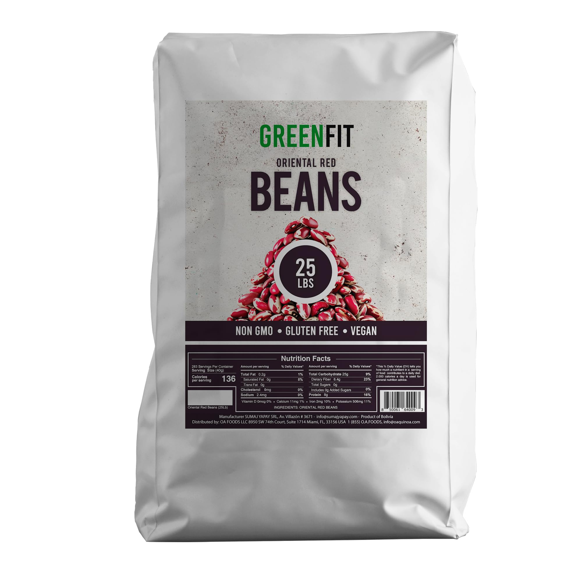 GreenfitOriental Red Beans - 25lbs Bulk Bag | Non-GMO, Gluten-Free, Vegan-Friendly | Premium Quality, Plant-Based Protein, Healthy & Versatile Cooking