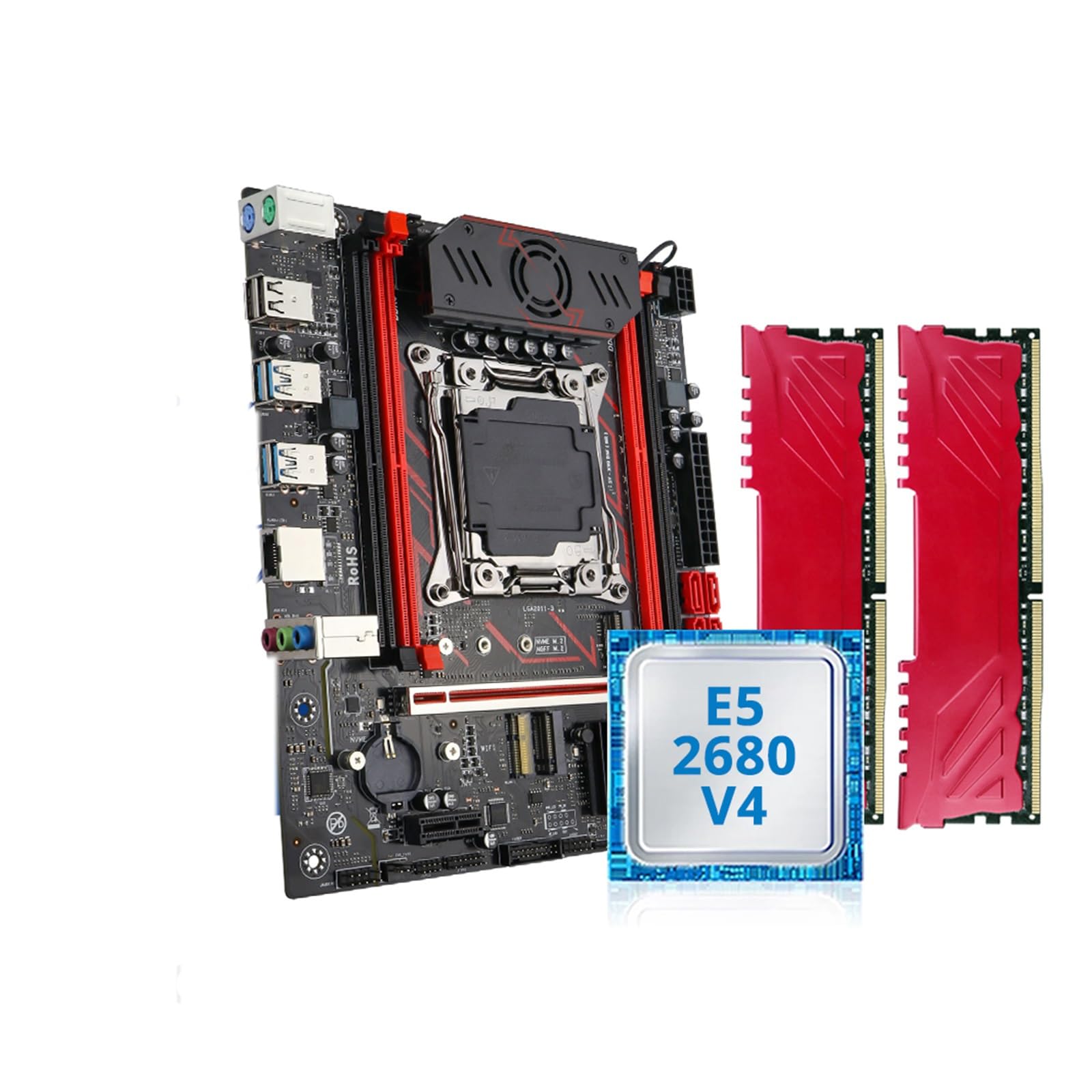Scheda madre Scheda madre da gioco Fit For SOYO X99 con chipset C612 TPM2.0 Pin con CPU E5 2680 V4 e RAM DDR4 16G (2 * 8G) 2133MHz PCIE3.0 for PC desktop(Motherboard+CPU)