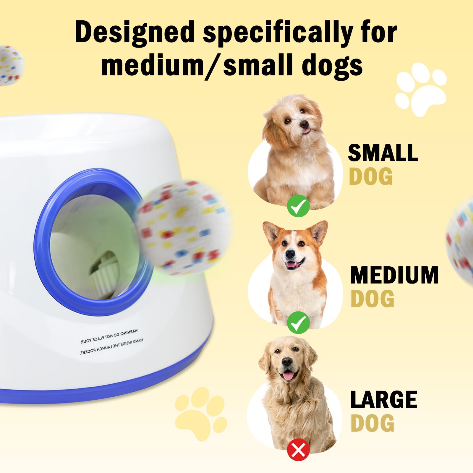 Lot de 6 balles pour chien, spécialement conçues pour les chiens qui aiment mâcher, balles blanches de 5,6 cm, résistantes aux taches/faciles à nettoyer, parfaites pour lanceur de balles