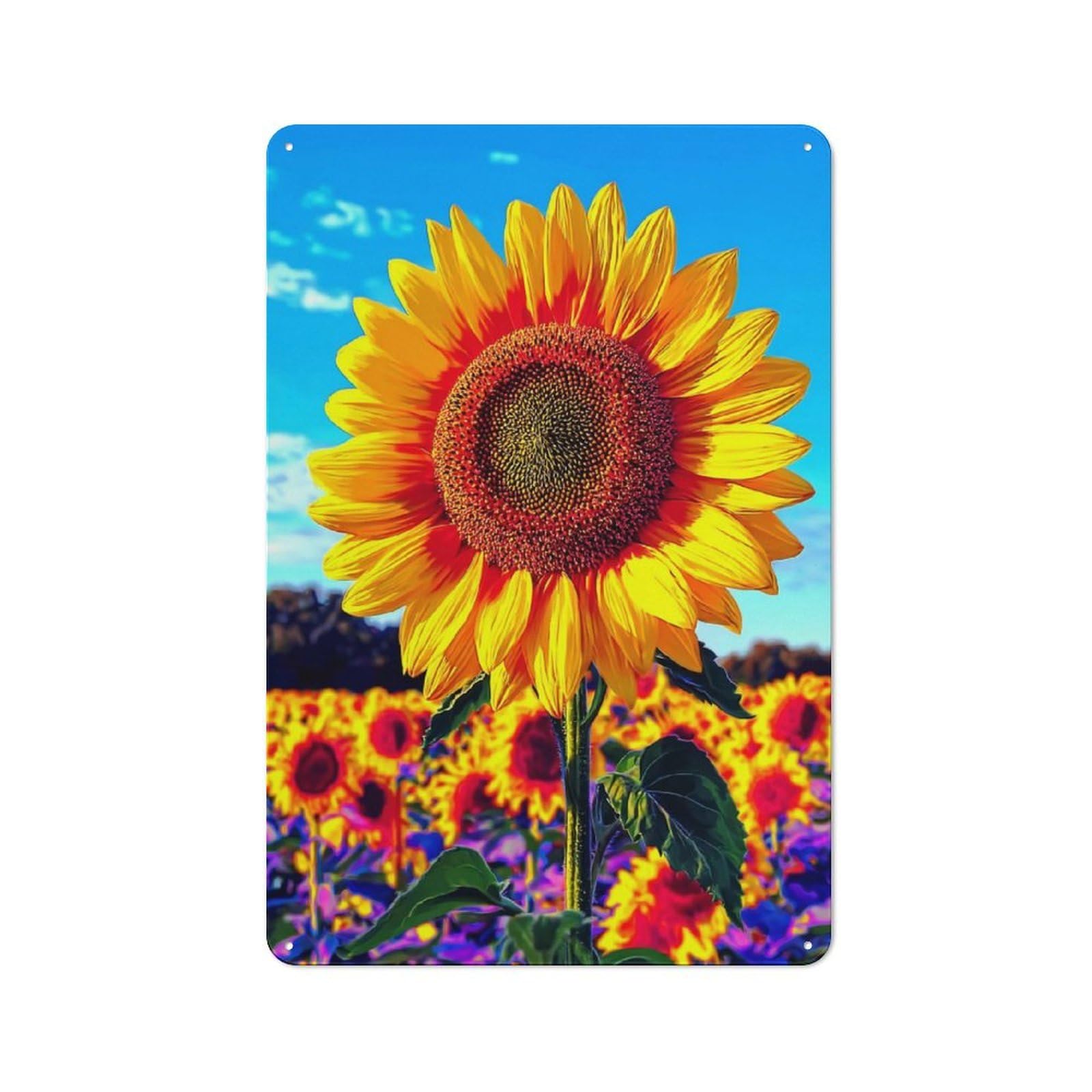 Junmoney Sunflower Field Bliss -5 Vintage Tin Sign 30X20cm Featuring Porch Wall Decor For Patio Bar, Workshop, Shed Or Kitchen
