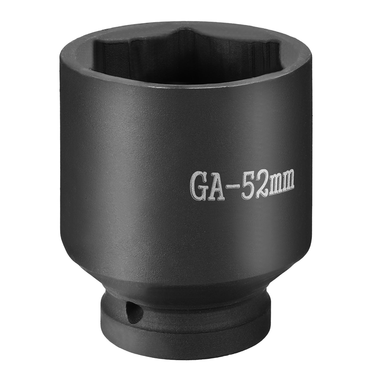 sourcing map 6 Point Impact Socket 1" Drive 52mm Metric Socket CR-V Steel Spindle Axle Hex Sockets for Machine Shaft Nuts Bolts Repair, Black