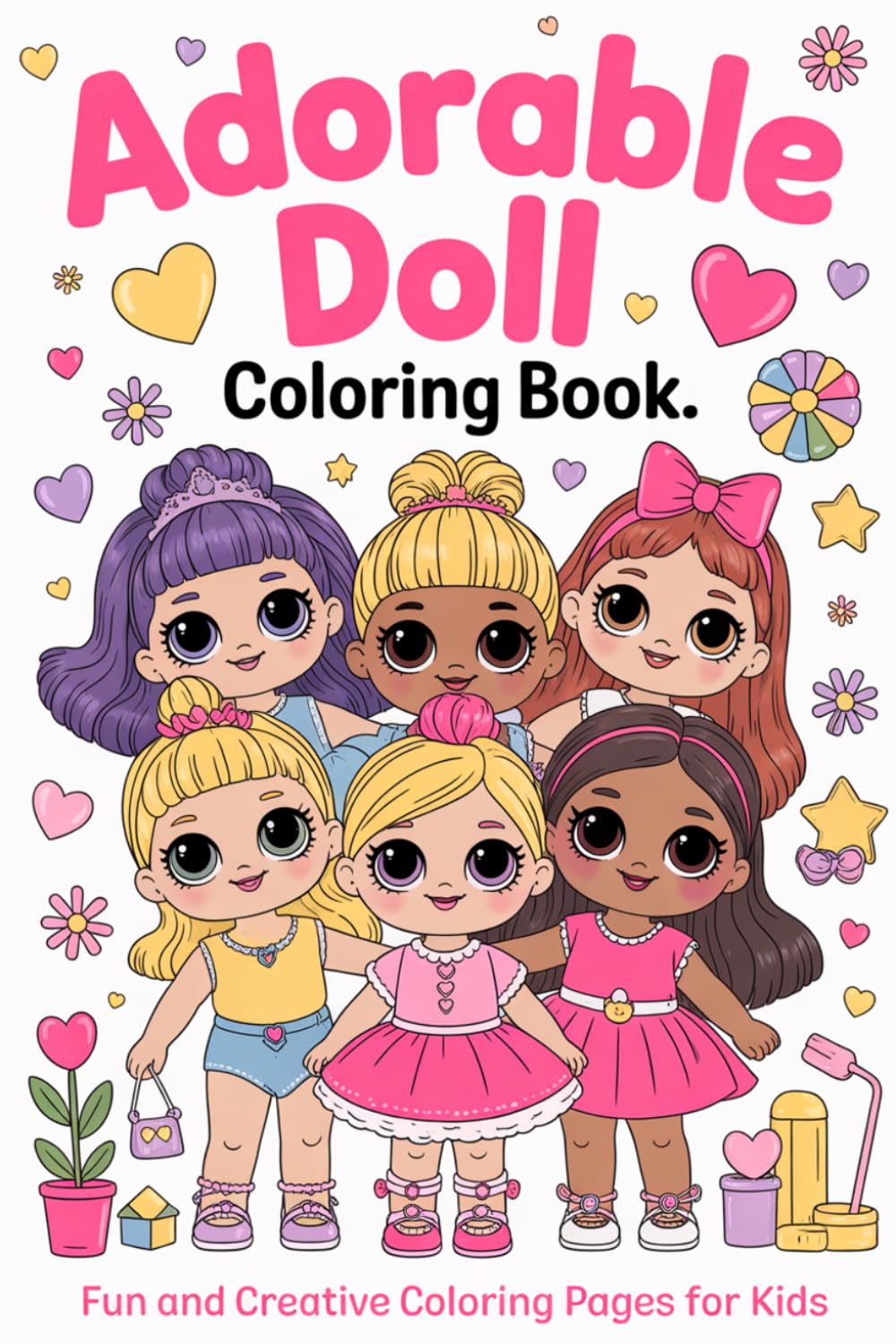 Adorable Doll Coloring Book for Kids: Fun and Creative Coloring Pages with Cute Dolls and Dress-Up Adventures