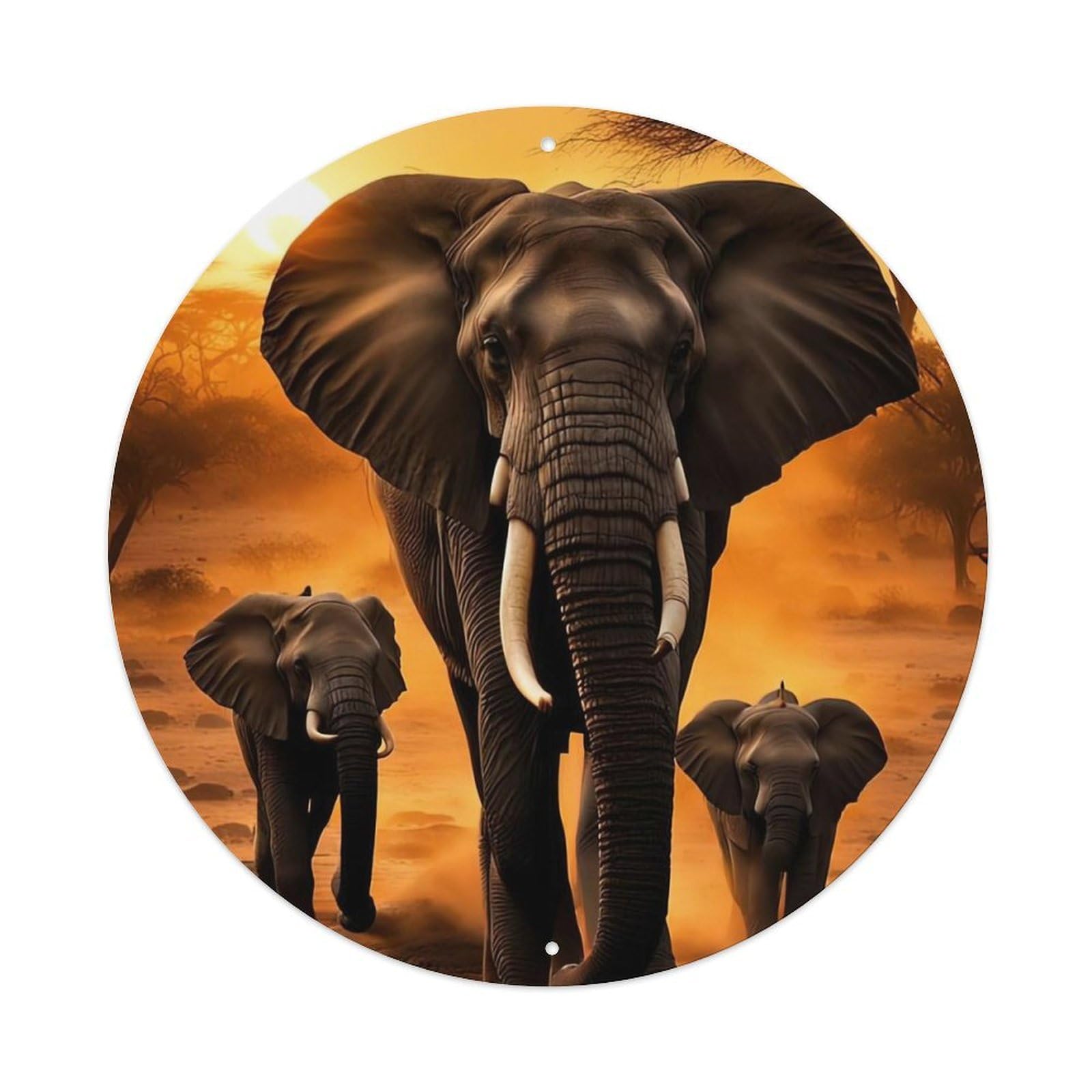 Animal Artwork Elephant And Its Calf Metal Tin Sign