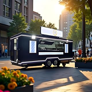 BELYOO Mobile Food Truck with Kitchen and Refrigeration Food Trailers for Sale with Full Kitchen Fully Equipped Food Trailer Restaurant Truck Equipment Hot Dog Cart for Sales