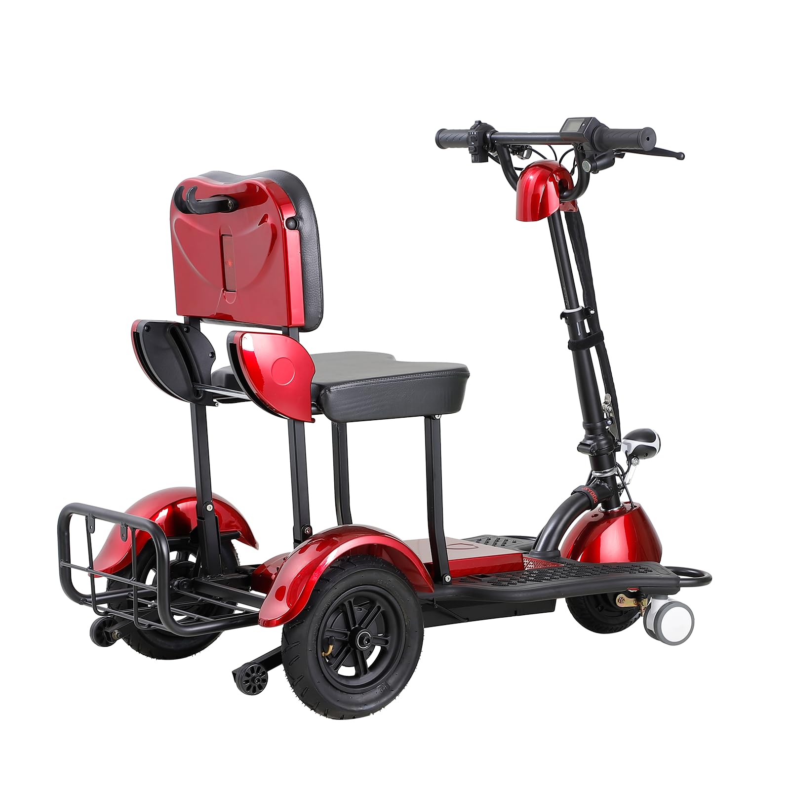 Senior Mobility Scooter - Foldable Electric Mobility Aid. Lightweight & Durable. Max Load 265lbs. Navigate Any Terrain with Ease. (Red)