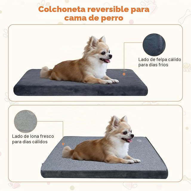 Foto 3 de 8 de EMPSIGN Cojín para Perro Reversible Funda extraíble Lavable, 59x41x7,6 cm