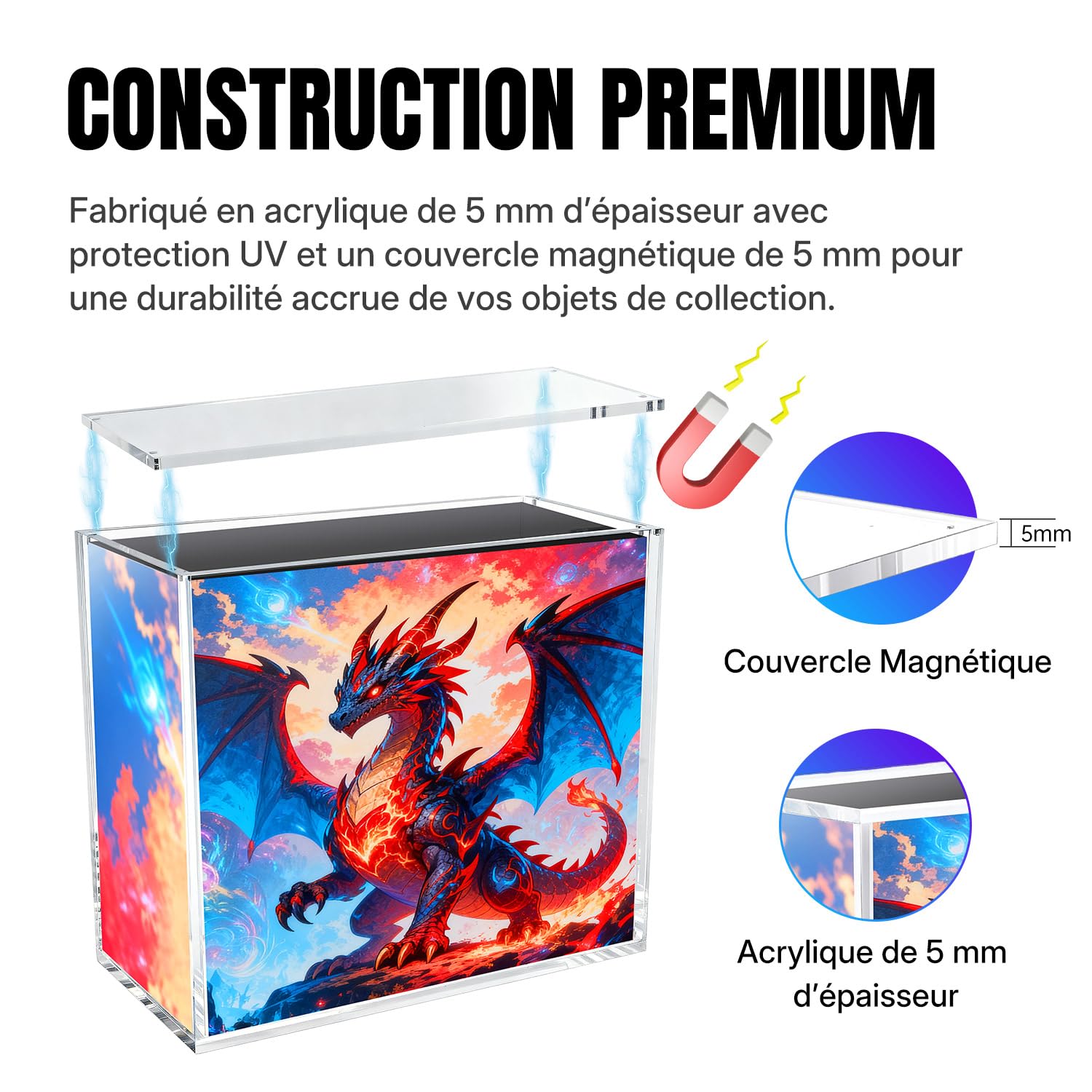 Wigearss Boîte Magnétique de Protection pour Pokémon ETB, Boîte de Rangement en Acrylique Compatible avec Pokémon Elite Trainer Box