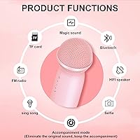 Vista 3 de Aokeo Micrófonos inalámbricos, altavoz Bluetooth, micrófono de karaoke inalámbrico para niños para cantar, micrófono portátil para máquina