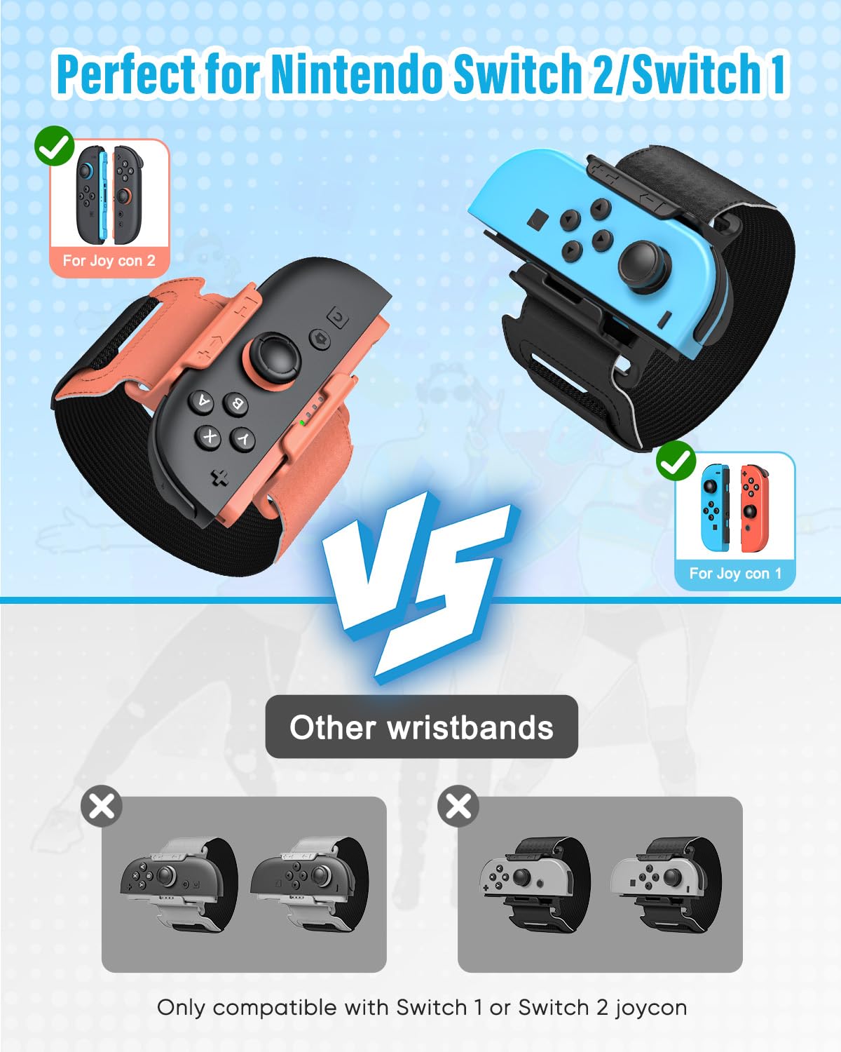 MENEEA 4er-Pack Armbänder für Just Dance 2026 2025 2024 & Zumba Burn It Up [für Switch 2/1], verstellbare elastische Riemen-Zubehör für Joy-Con 2, für Erwachsene & Kinder (Switch 2 (2025))