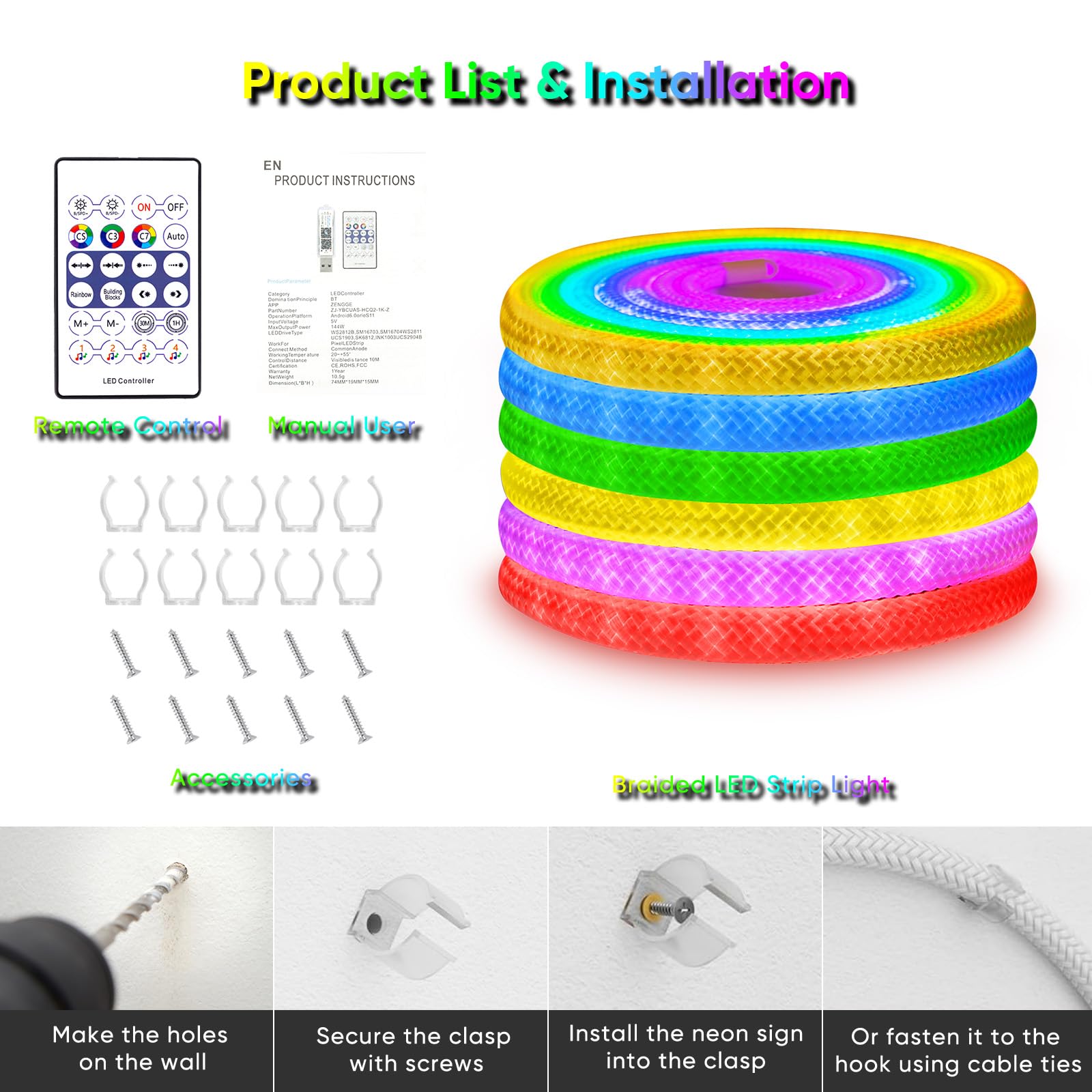 ShineBurky 5M RGBIC Neon Rope Light, 360° RGB Outdoor LED Strip Lights - Image 4