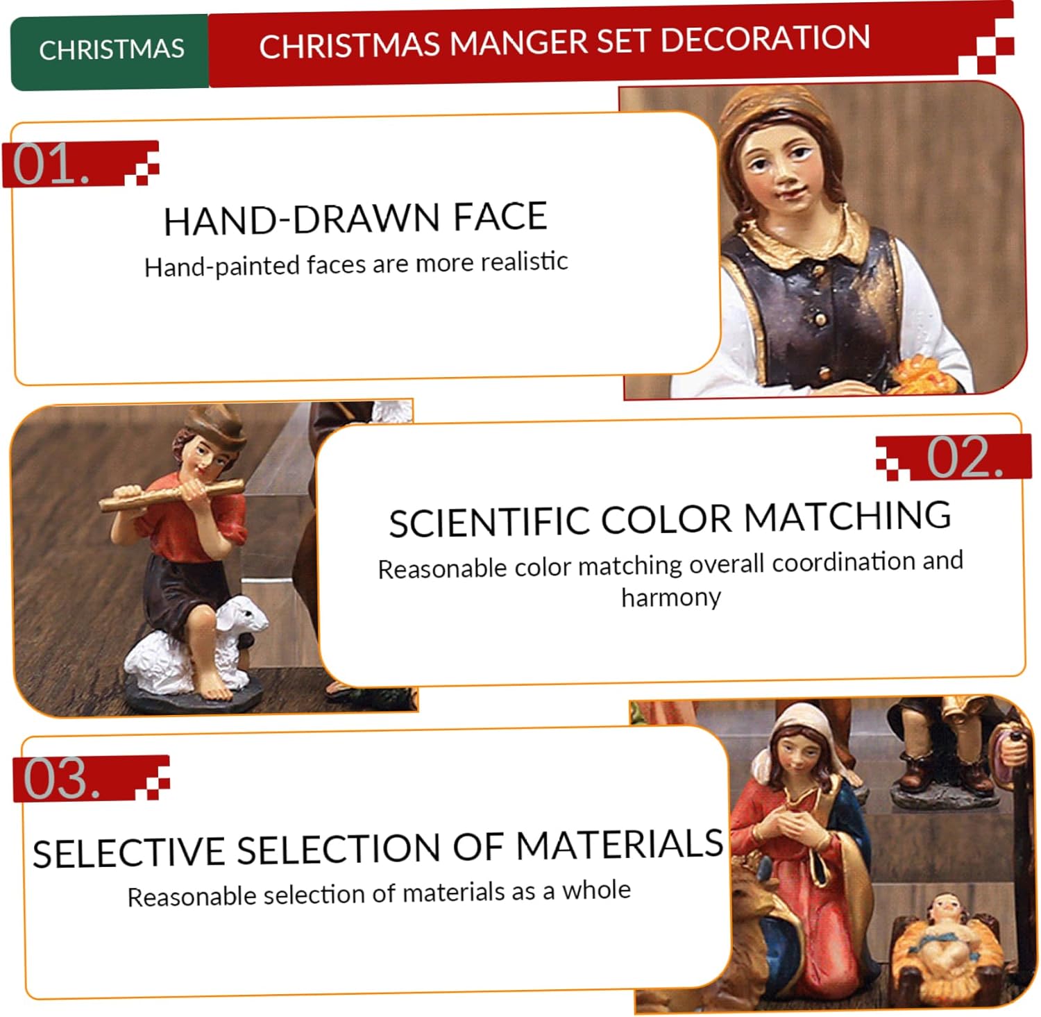 Christmas Nativity Set, 20PCS/Set Resin Nativity Scene, Lifelike Sets & Figures, Collectible Decorative Christmas Ornament for Tabletop Countertop Gifts