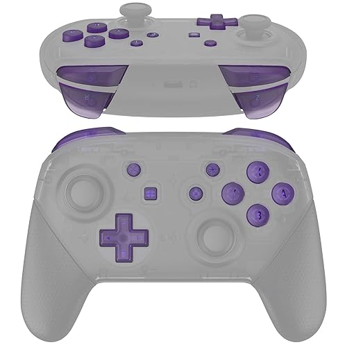 Miniatura 2 de eXtremeRate Clear Atomic Purple Repair ABXY D-pad ZR ZL L R Llaves para Nintendo Switch Pro, botón de repuesto completo con herramientas para