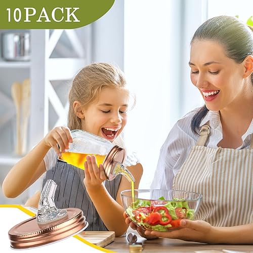 Miniatura 51 de Boquillas para verter tarro de masón. Caños de flujo libre para verter tarros de masón, tarro de masón para boquilla tamaño de boca regular, Paquete