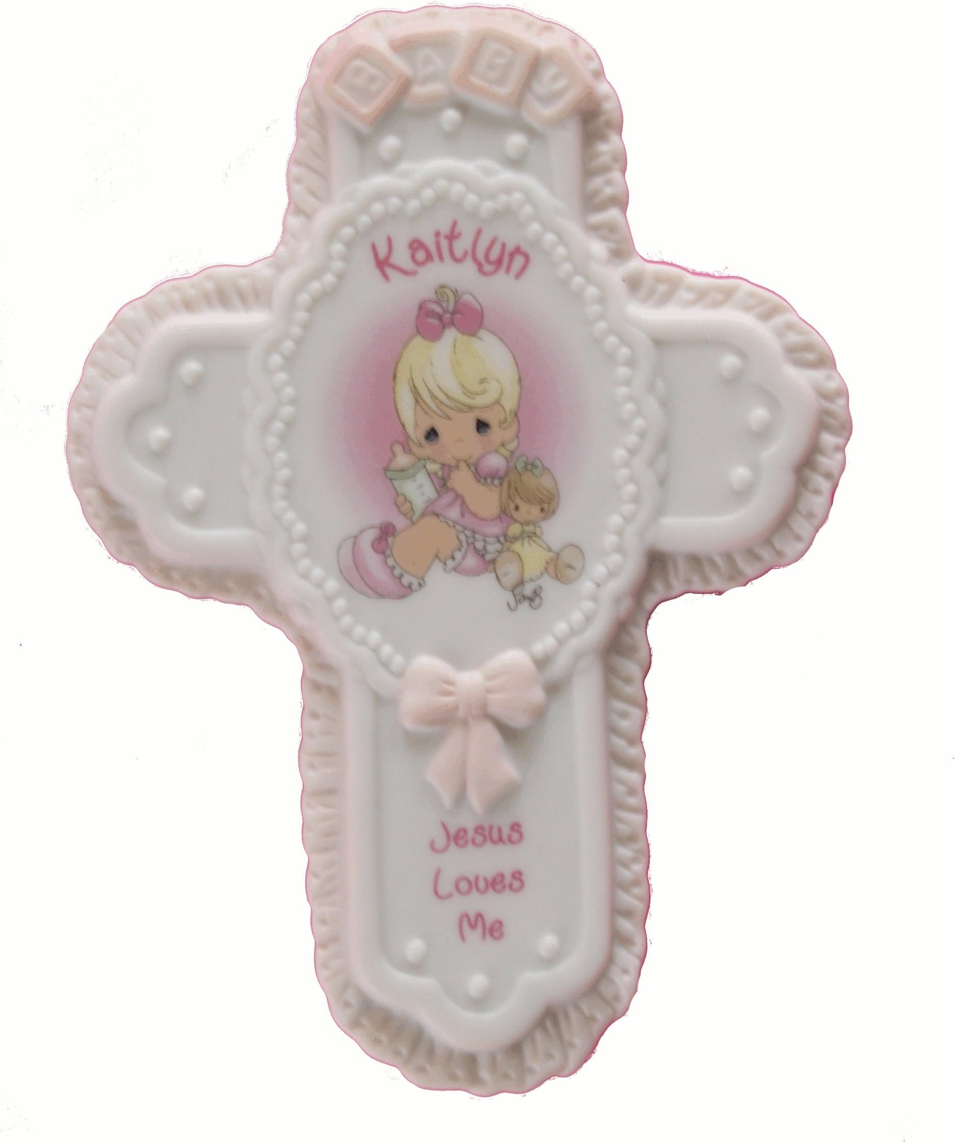 Precious Moments Jesus Loves Me Personalized Kaitlyn Porcelain Wall Cross