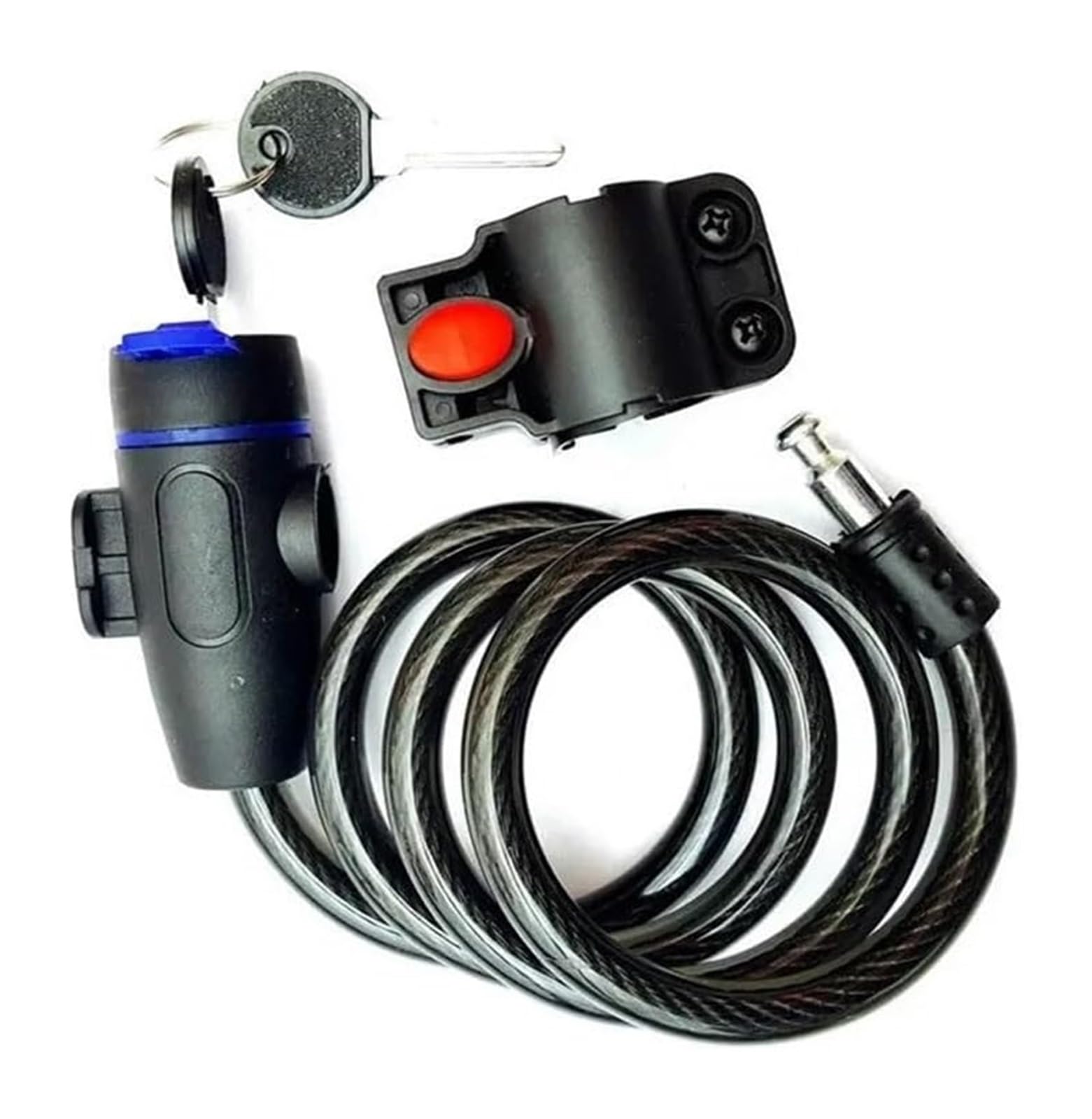 Giveduno Blu Bicycle Lock, Steel Bicycle Cable Lock Multicolor Mtb Road Motorcycle Scooter 2 Keys