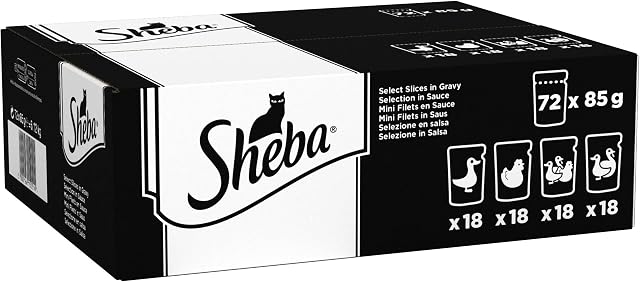 Sheba Select Slices in Gravy Poultry Selection Wet cat food pouches for adult cats megapack (72 x 85 g)
