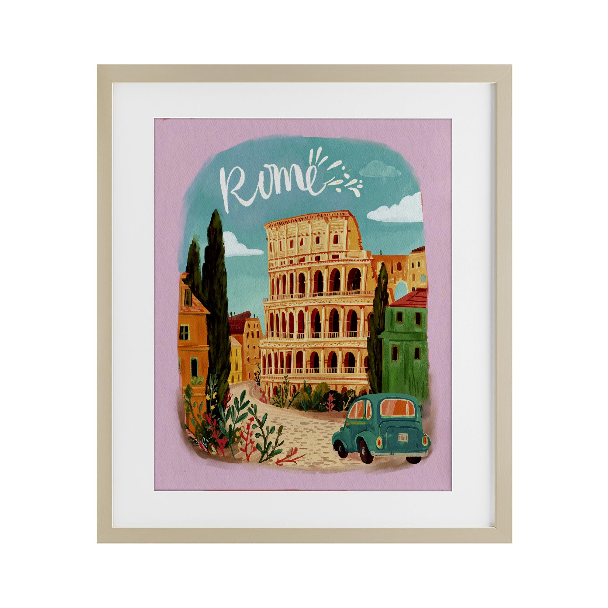 Affiche Rome encadrée sous verre Yen finition grise haut de gamme 40 cm