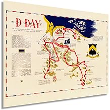 HISTORIX Vintage 1944 D-Day Normandy Map Poster - 18x24 Inch Wall Art - WW2 Invasion First 48 Days of Action With 743rd Tank Battalion in France